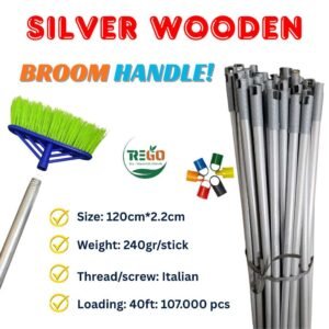 Silver Wooden Broom Handle