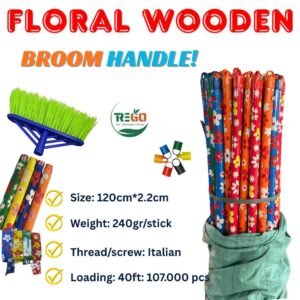 Floral Wooden Broom Handle